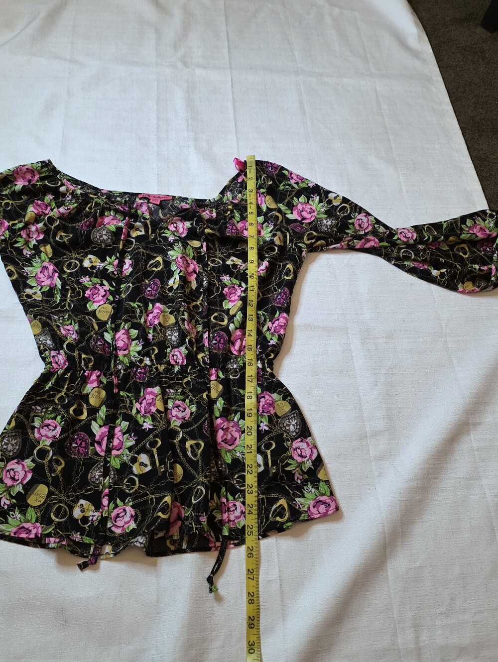 Betsey Johnson Secret Garden Top Peasant Rose Chain Key Size Small Floral - Picture 7 of 10